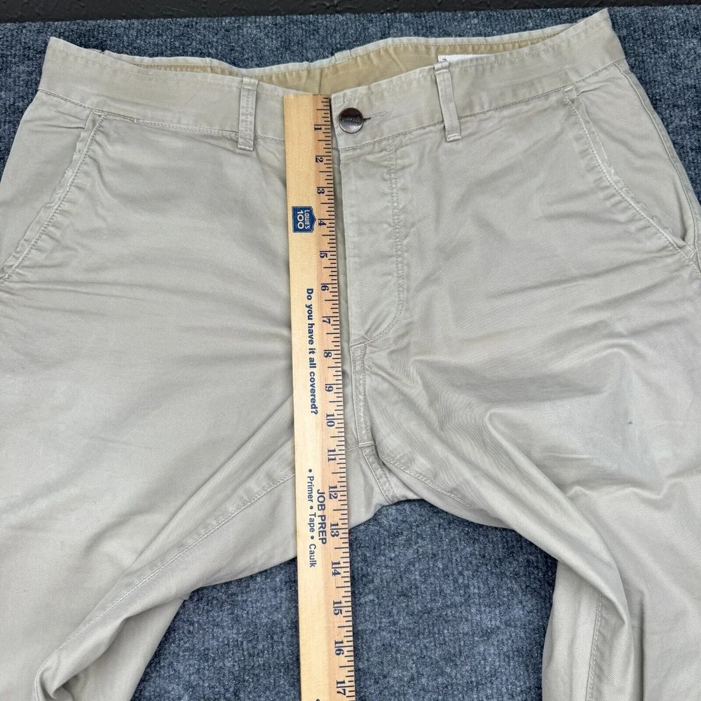 Grown‎ & Sewn Pants Mens 35 x 33 Beige Button Fly Chino Cotton